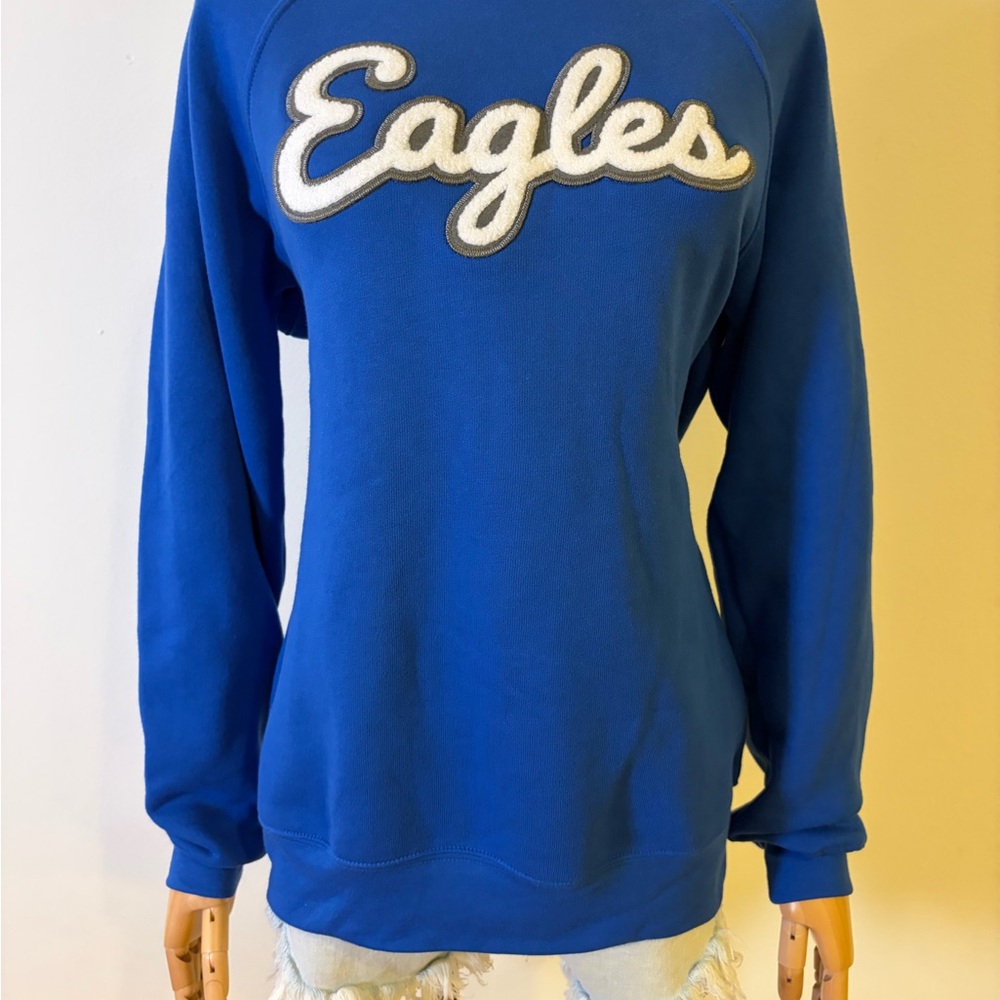 NWOT Bella+Canvas Eagles Royal Blue Crewneck Sweatshirt | Raglan S - Picture 4 of 8